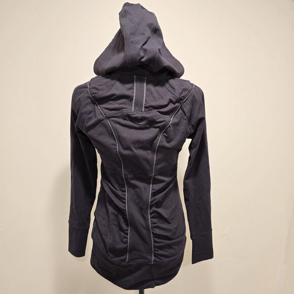 Athleta Rishi Yoga Fitted Jacket Full Zip Womens Small Black Athleisure Workout - Picture 8 of 12
